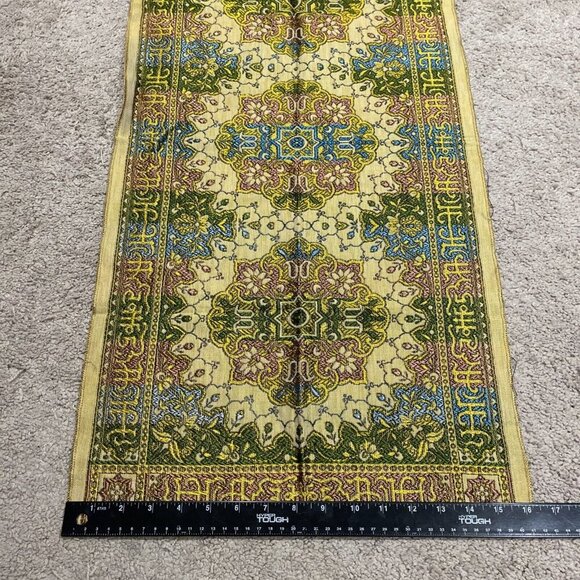 VTG Granada Silk Brocade Table Runner Colorful Calligraphy Made In Italy 33X13" - Picture 10 of 10